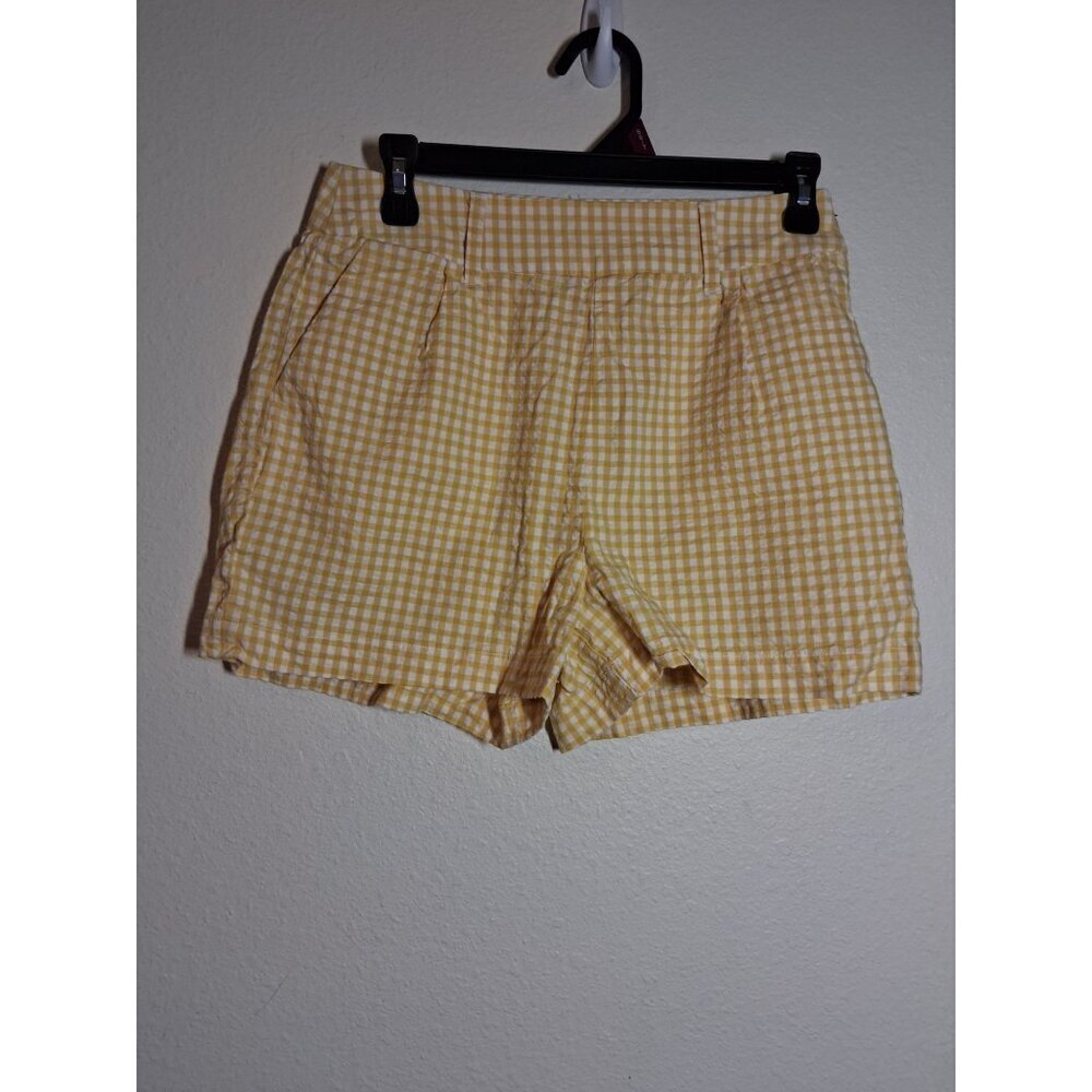 A New Day Gingham Check Shorts Summer Casual Cotton Yellow Women's Size 4
